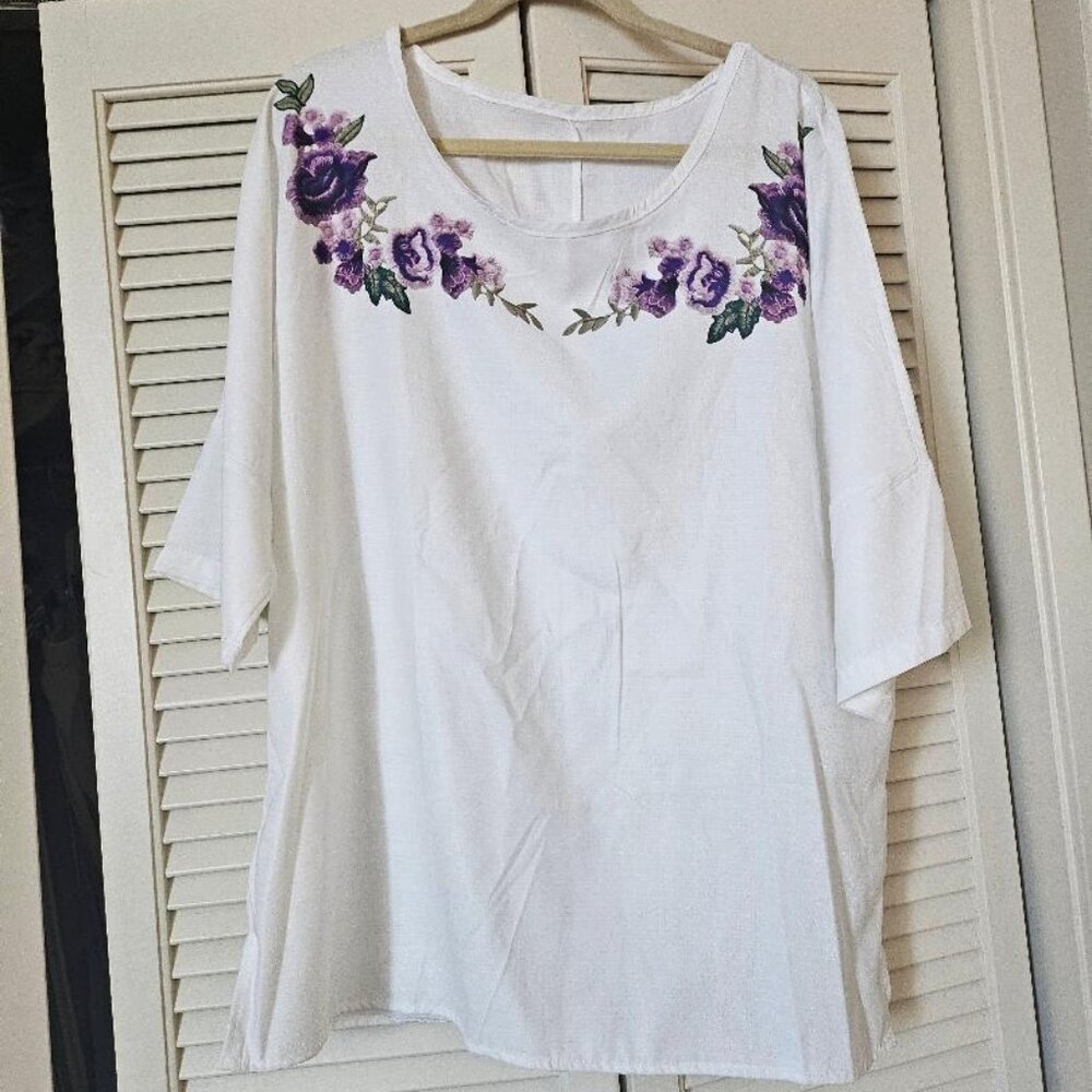 NWOT - White & Floral Shirt